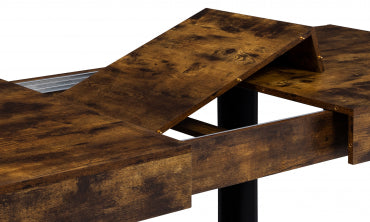 Table repas Brixton plateau extensible 160-200cm bois vieilli et pieds noirs