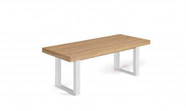 Table repas Brixton plateau extensible 200-300cm bois et pieds blancs