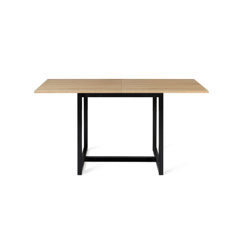 Table repas Memphis plateau dépliant 80-160 cm bois et pieds noirs