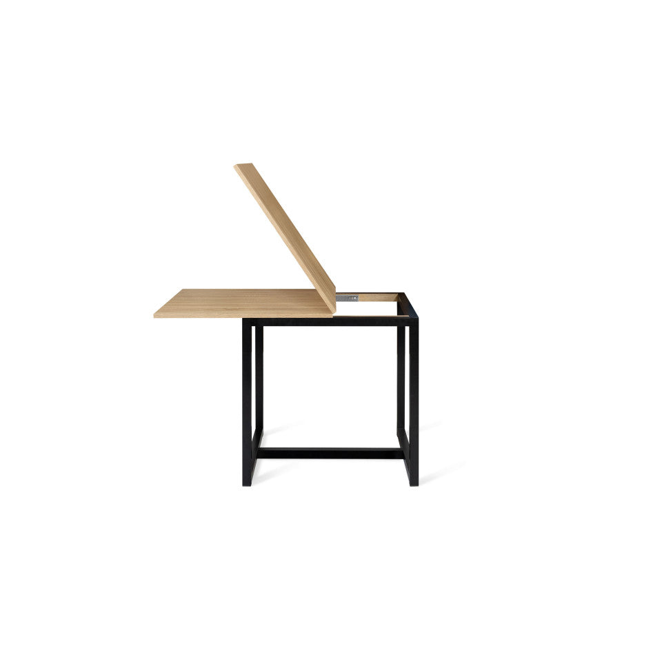 Table repas Memphis plateau dépliant 80-160 cm bois et pieds noirs