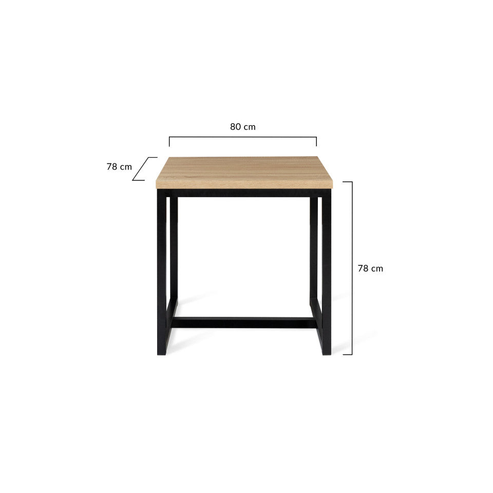 Table repas Memphis plateau dépliant 80-160 cm bois et pieds noirs