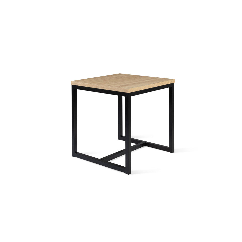 Table repas Memphis plateau dépliant 80-160 cm bois et pieds noirs