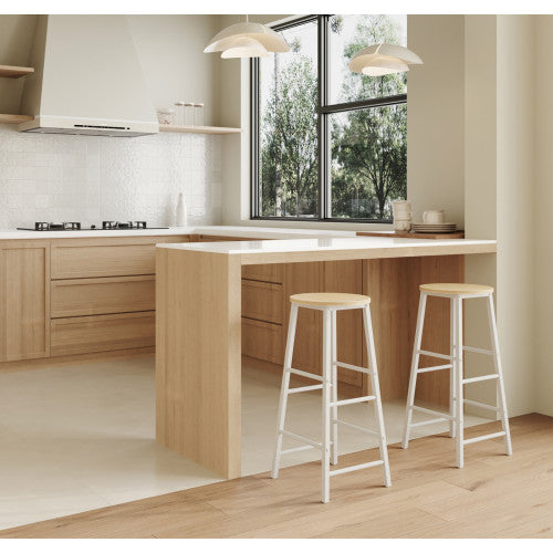 Lot de 2 tabourets hauts Louis blancs et Sonoma