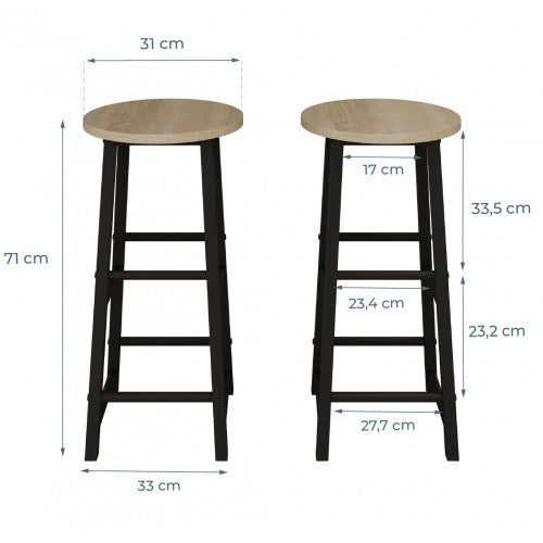 Lot de 2 tabourets hauts noir et Sonoma Louis