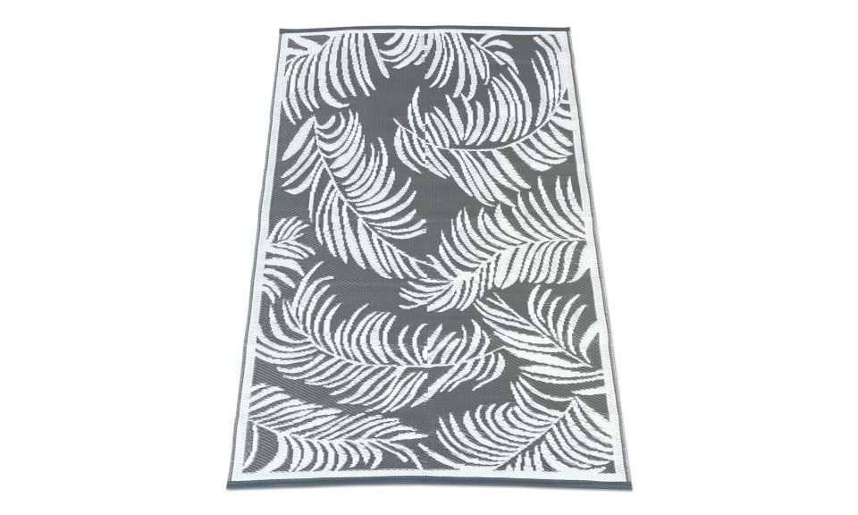 Tapis extérieur rectangulaire 160 x240cm gris Hawaï motifs "palmiers"