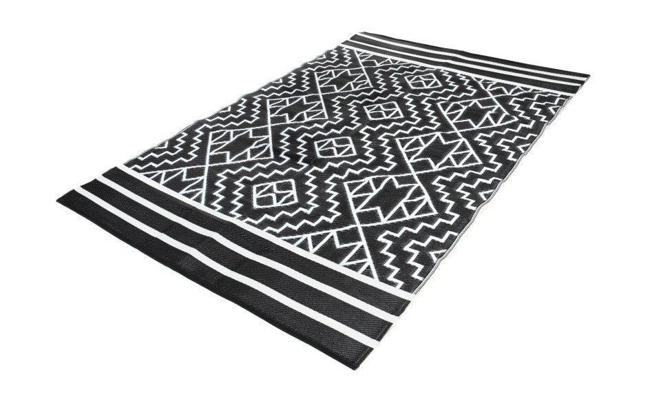 Tapis extérieur rectangulaire 160 x240cm gris Inca motifs "ethniques"