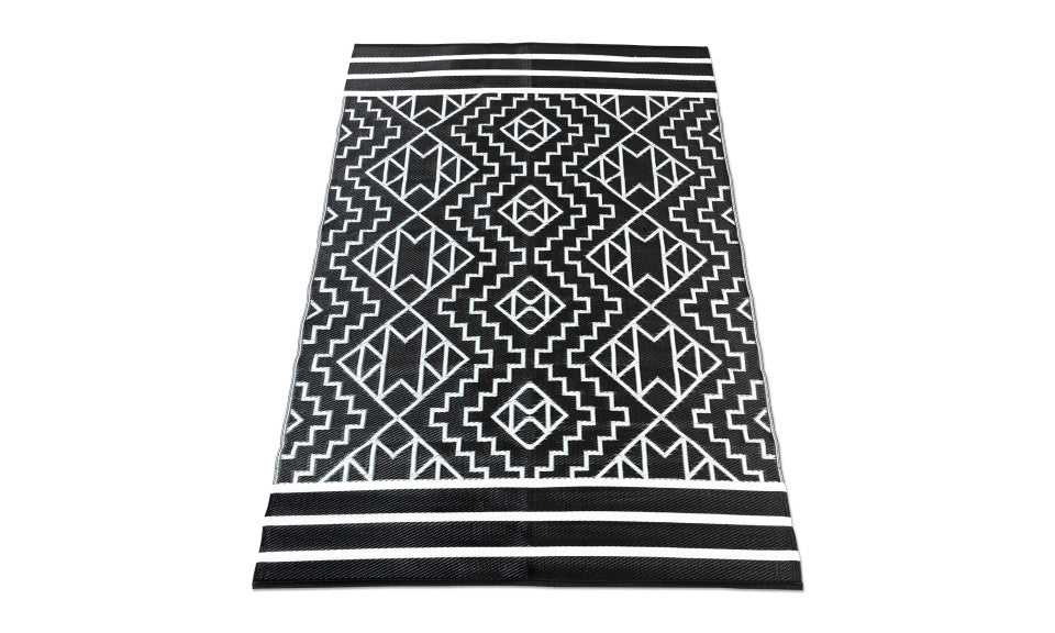 Tapis extérieur rectangulaire 160 x240cm gris Inca motifs "ethniques"