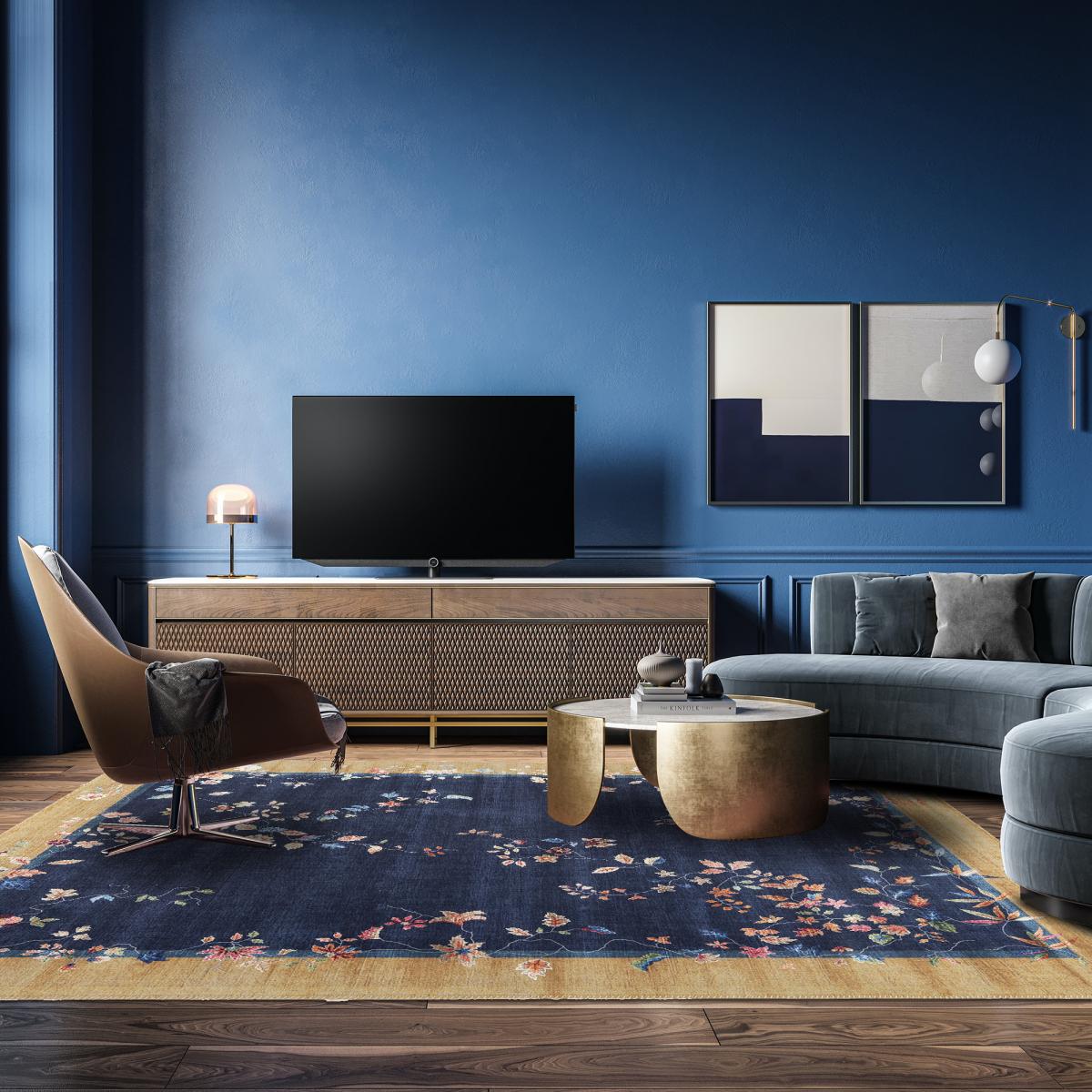 Tapis salon et chambre tissé motif floral Luhe