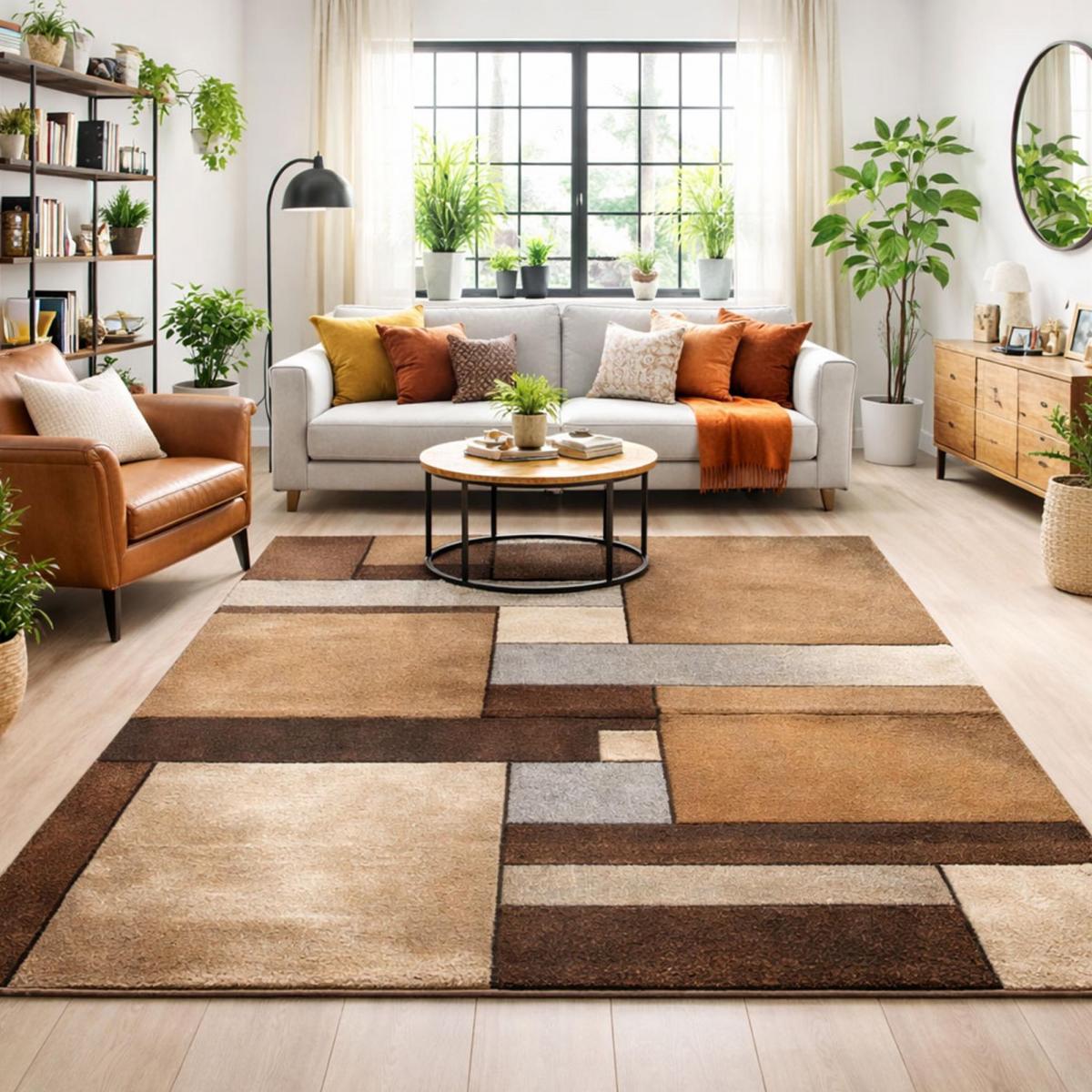 Tapis salon et chambre tissé motif géométrique Tuho