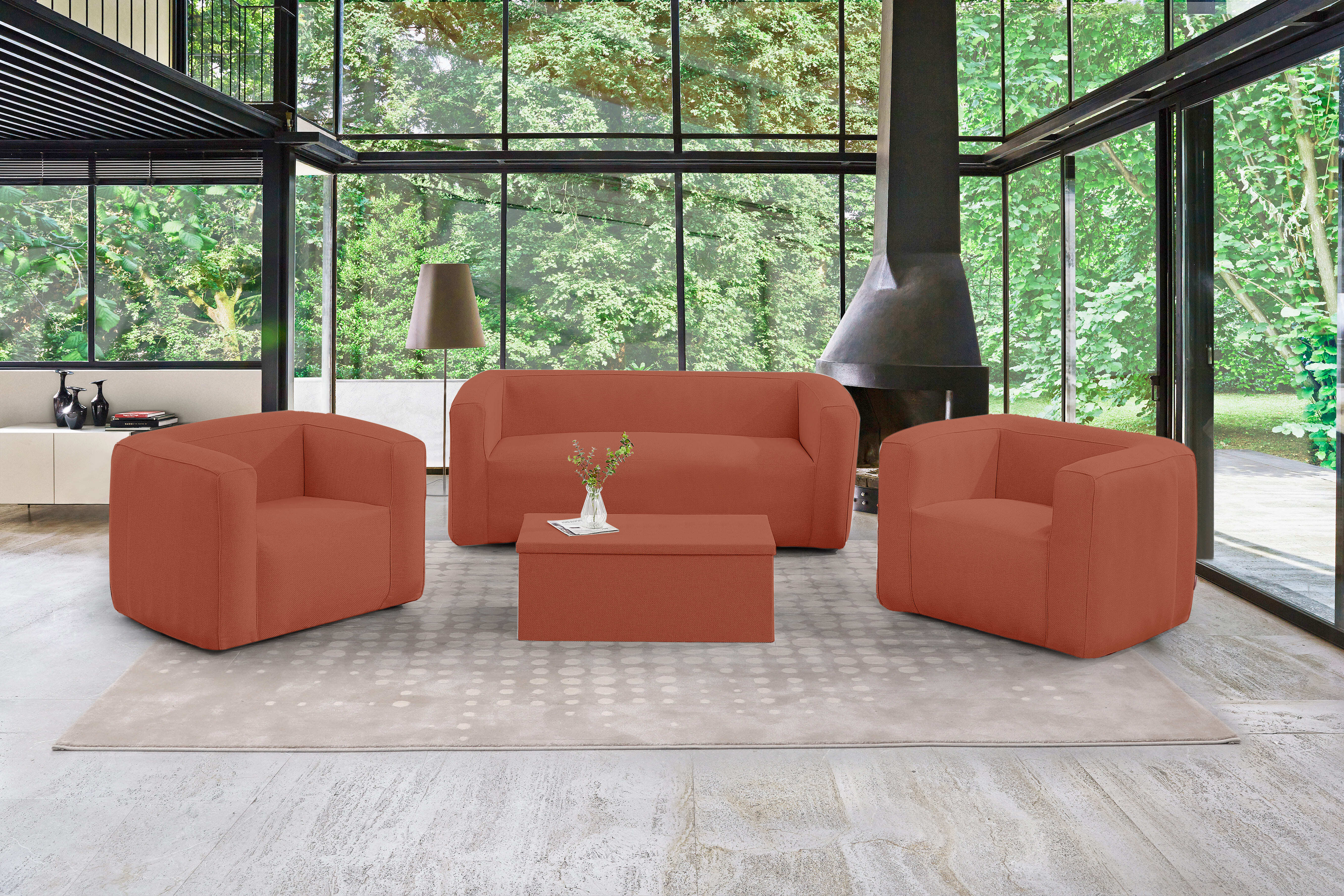 Set de salon gonflable complet Terracotta - Intérieur et extérieur