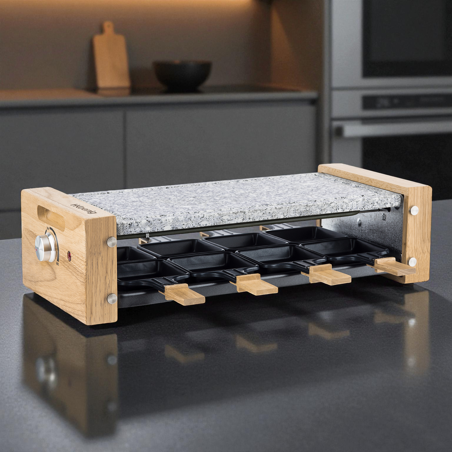 Raclette et pierre à cuire 8 personnes design bois