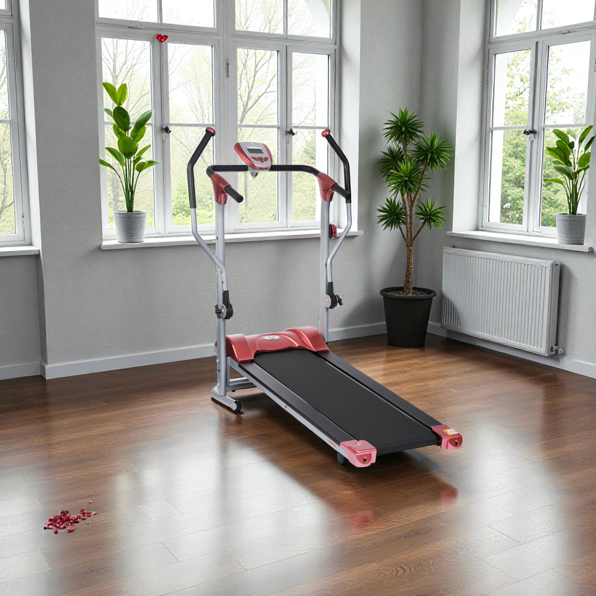 Tapis de marche magnétique pliable avec bras 2 en 1