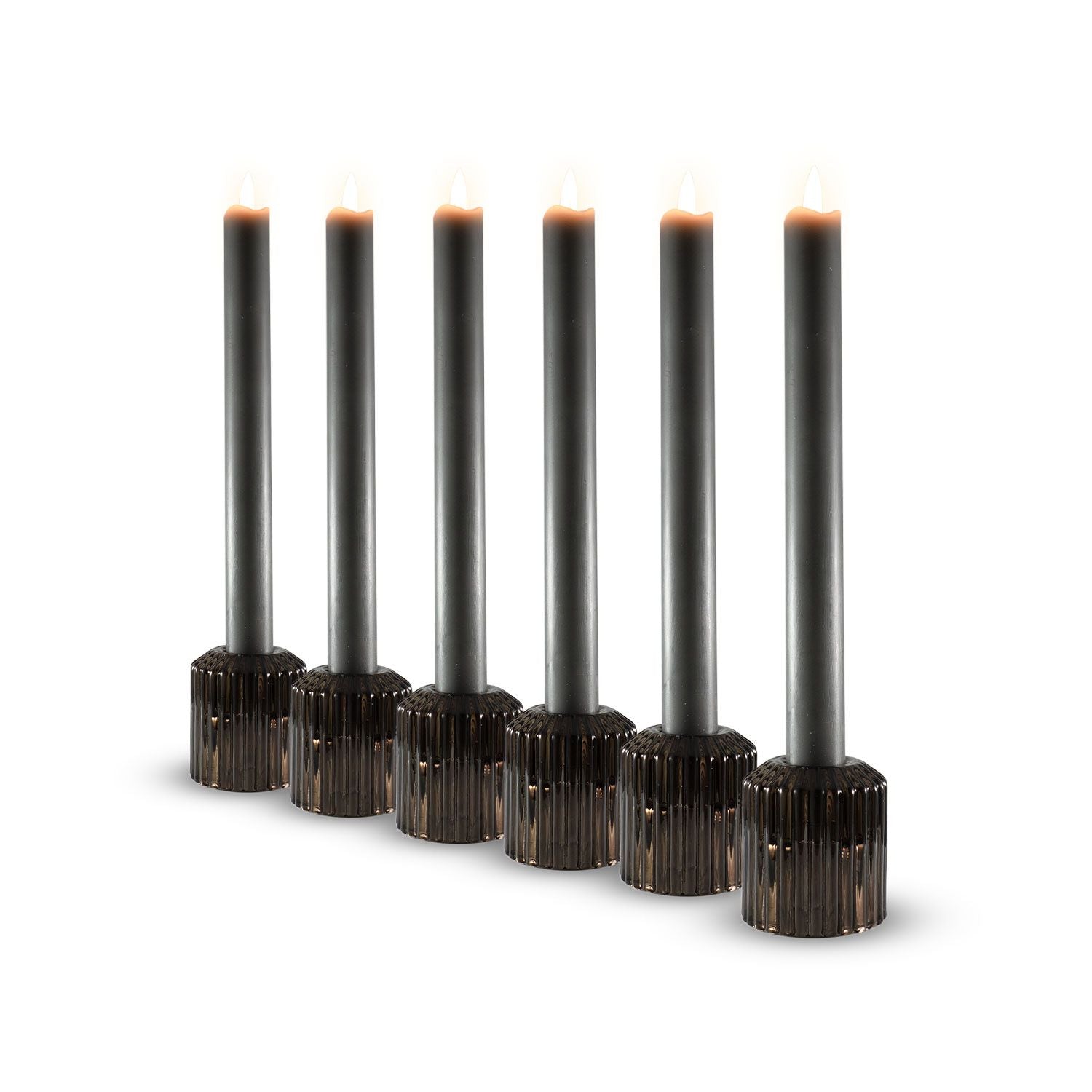 Lot de 6 bougies LED coniques - Grises