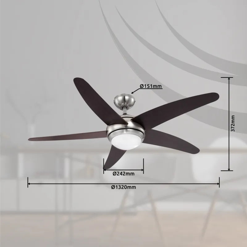 Ventilateur métal nickel mat et lampe - Fabiola