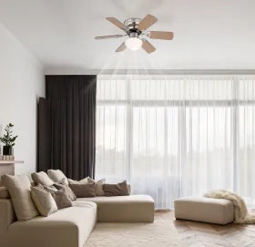 Ventilateur métal nickel mat et lampe - Ugo