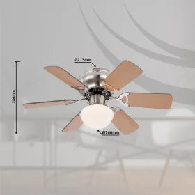 Ventilateur métal nickel mat et lampe - Ugo