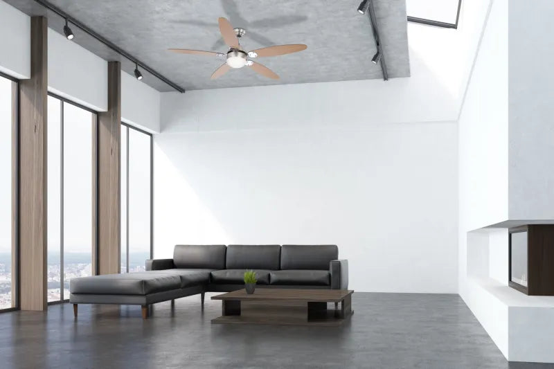 Ventilateur métal chromé mat et lampe - Azura