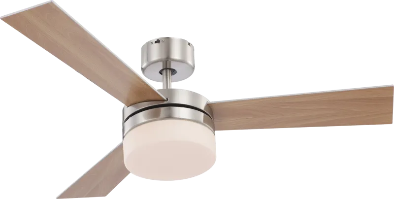 Ventilateur métal nickel mat et lampe - Alana