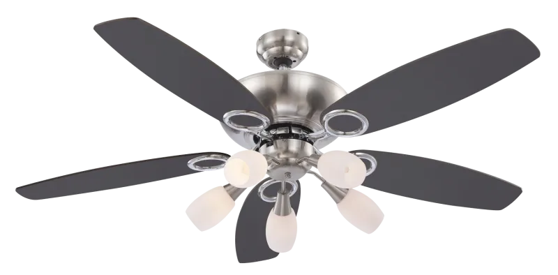 Ventilateur chrome nickel mat et lampe - Jerry