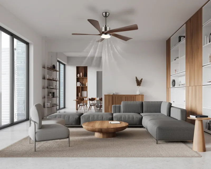 Ventilateur de plafond métal gris foncé et lampe - Modesto