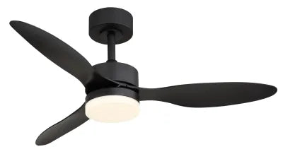 Ventilateur de plafond métal noir mat et lampe - Blackwell