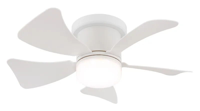 Ventilateur de plafond métal blanc mat et lampe - Hines