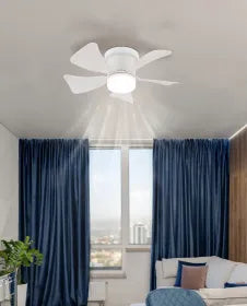 Ventilateur de plafond métal blanc mat et lampe - Hines