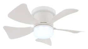 Ventilateur de plafond métal blanc mat et lampe - Hines