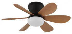 Ventilateur de plafond métal noir mat et lampe - Delores