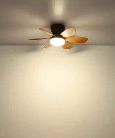 Ventilateur de plafond métal noir mat et lampe - Delores