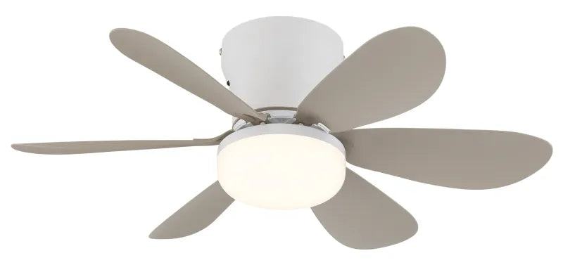 Ventilateur de plafond métal blanc mat et lampe - Delores