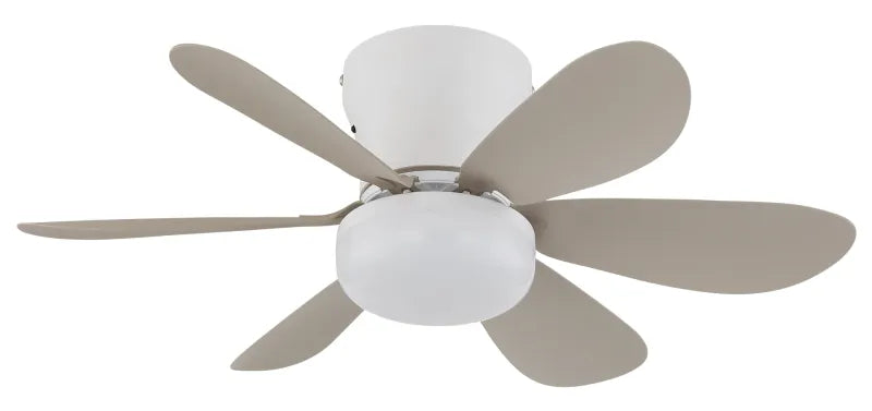 Ventilateur de plafond métal blanc mat et lampe - Delores