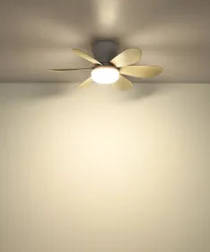 Ventilateur de plafond métal blanc mat et lampe - Delores