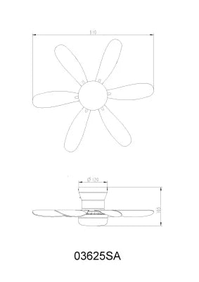 Ventilateur de plafond métal blanc mat et lampe - Delores