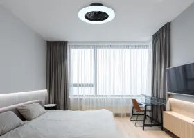 Ventilateur de plafond métal noir et lampe - Travo