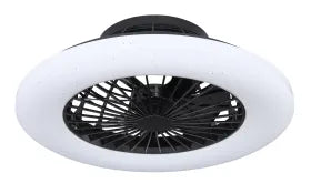 Ventilateur de plafond métal noir et lampe - Travo