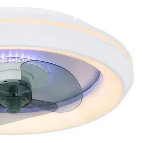 Ventilateur de plafond métal blanc et lampe - Joey