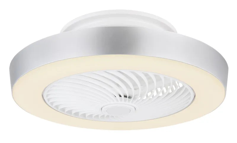 Ventilateur de plafond métal blanc et lampe - Gharra