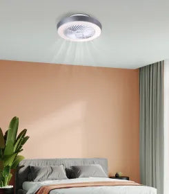 Ventilateur de plafond métal blanc et lampe - Gharra