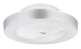 Ventilateur de plafond métal blanc et lampe - Gharra