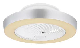Ventilateur de plafond métal blanc et lampe - Gharra