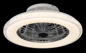 Ventilateur de plafond métal chromé et lampe - Corusso