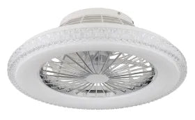 Ventilateur de plafond métal chromé et lampe - Corusso