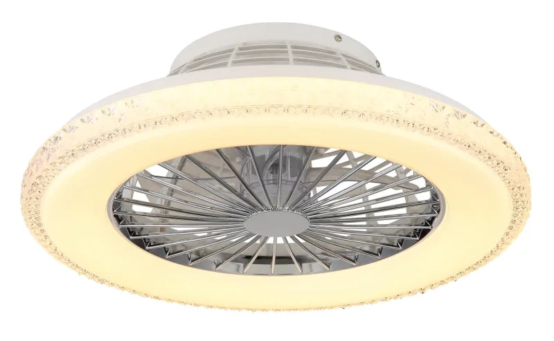 Ventilateur de plafond métal chromé et lampe - Corusso