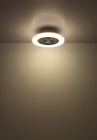 Ventilateur de plafond métal chromé et lampe - Corusso