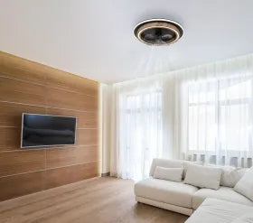 Ventilateur de plafond métal noir mat et lampe - Bozan