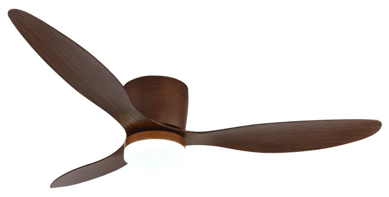 Ventilateur de plafond métal décor bois foncé et lampe - Armando