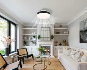 Ventilateur de plafond plastique blanc mat et lampe - Carney