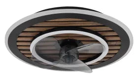 Ventilateur de plafond métal noir mat et lampe - Trevino