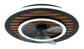Ventilateur de plafond métal noir mat et lampe - Trevino